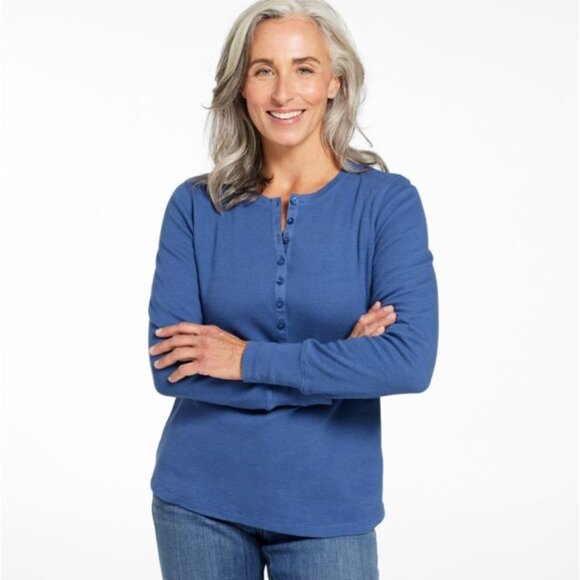 L.L. Bean Waffle-Knit Henley Top - Picture 10 of 11